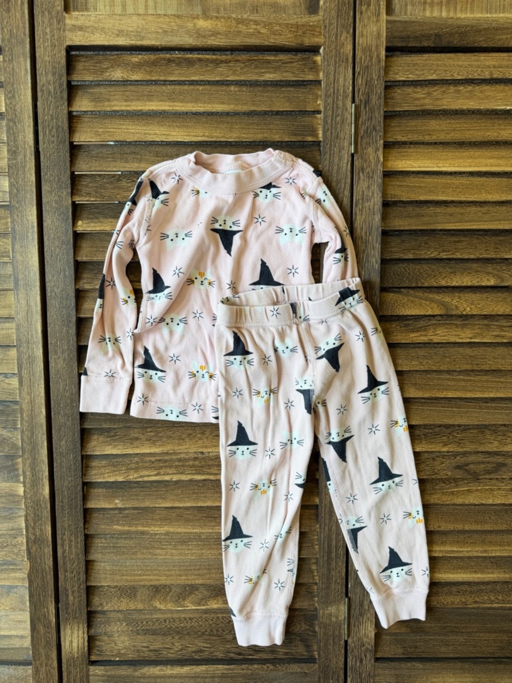 Hanna Andersson Light Pink Cat & Witch Hat Pajama Set HannaJams Size 3 90 cm